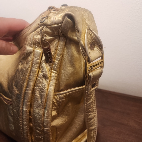 Vintage Lambs Leather Gold Shoulder Bag Californian Brand - Picture 4 of 9
